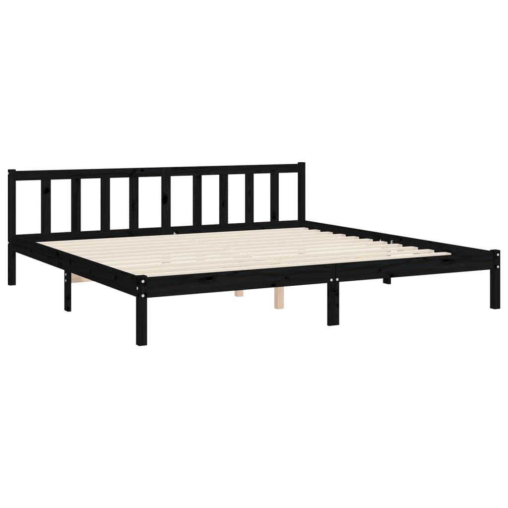 Giroletto con Testiera Nero 200x200 cm in Legno Massello | homemem39