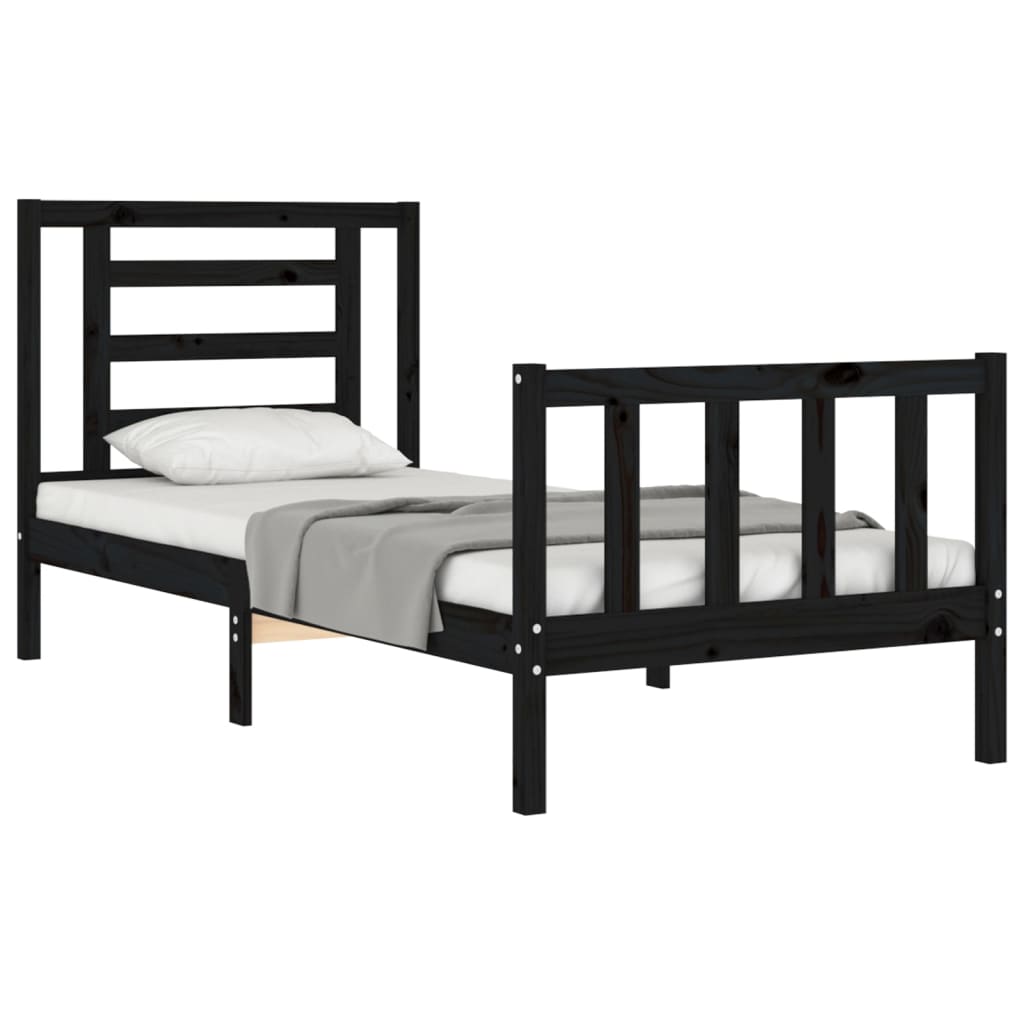 Giroletto con Testiera Nero Small Single in Legno Massello