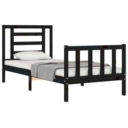 Giroletto con Testiera Nero Small Single in Legno Massello