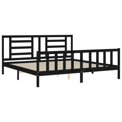 Giroletto con Testiera Nero 200x200 cm in Legno Massello | homemem39