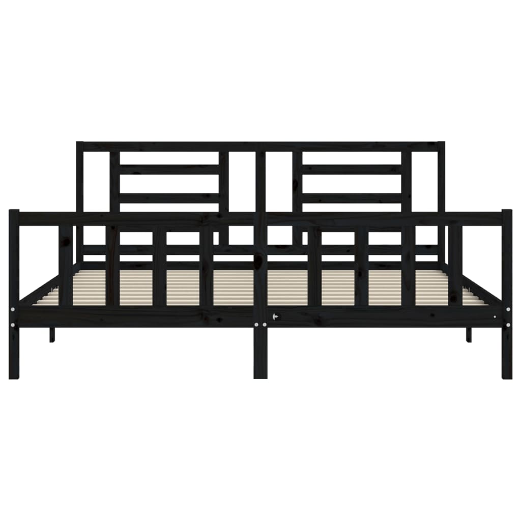 Giroletto con Testiera Nero 200x200 cm in Legno Massello | homemem39