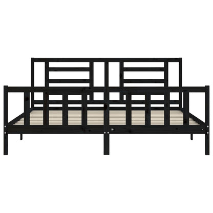 Giroletto con Testiera Nero 200x200 cm in Legno Massello | homemem39