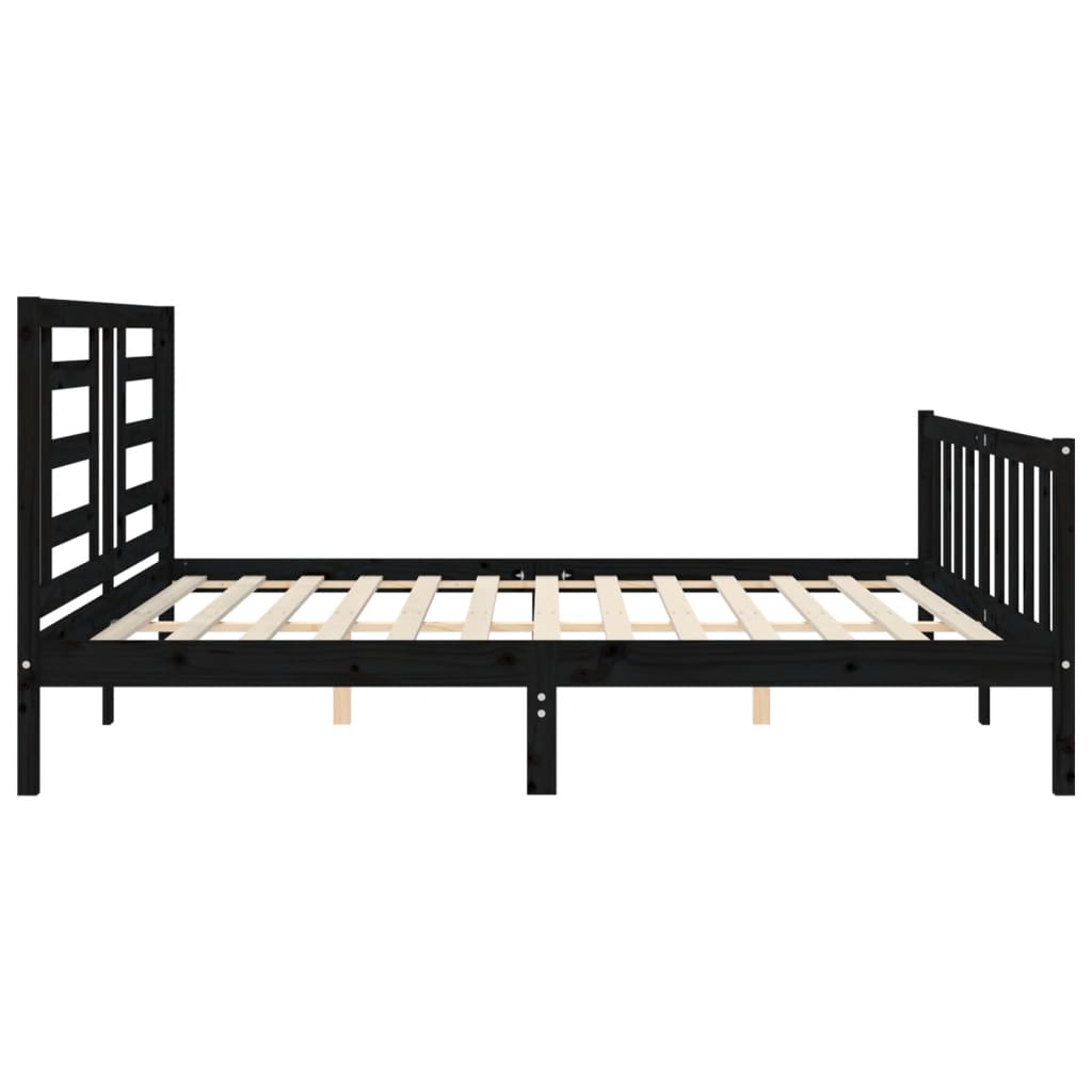 Giroletto con Testiera Nero 200x200 cm in Legno Massello | homemem39