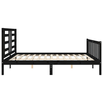 Giroletto con Testiera Nero 200x200 cm in Legno Massello | homemem39