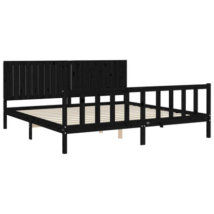 Giroletto con Testiera Nero 200x200 cm in Legno Massello | homemem39