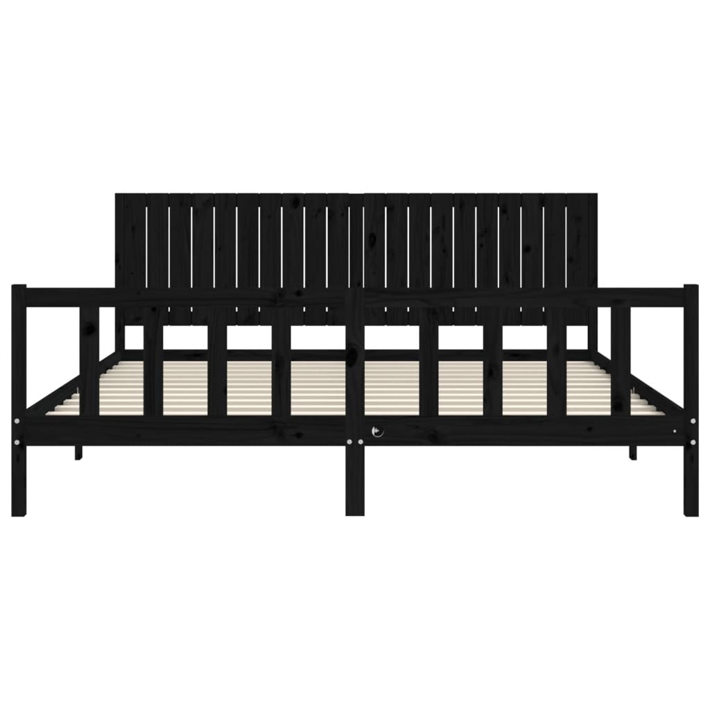 Giroletto con Testiera Nero 200x200 cm in Legno Massello | homemem39