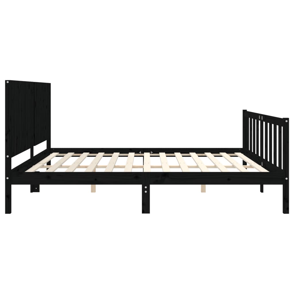 Giroletto con Testiera Nero 200x200 cm in Legno Massello | homemem39