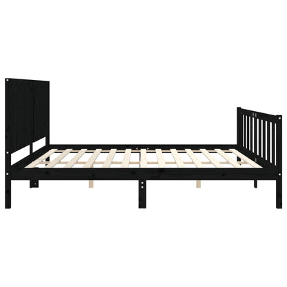Giroletto con Testiera Nero 200x200 cm in Legno Massello | homemem39
