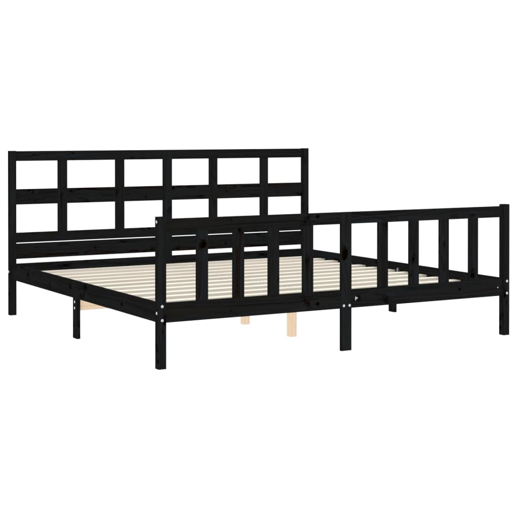 Giroletto con Testiera Nero 200x200 cm in Legno Massello | homemem39