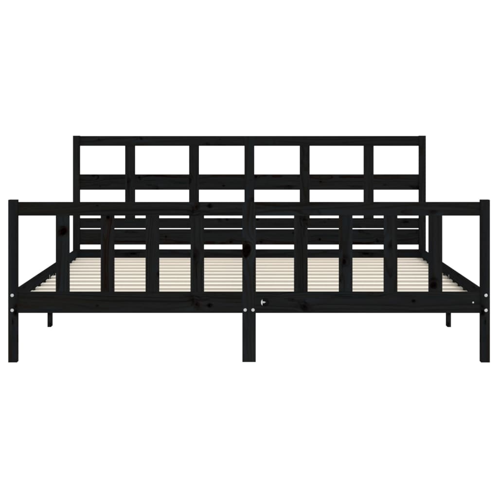 Giroletto con Testiera Nero 200x200 cm in Legno Massello
