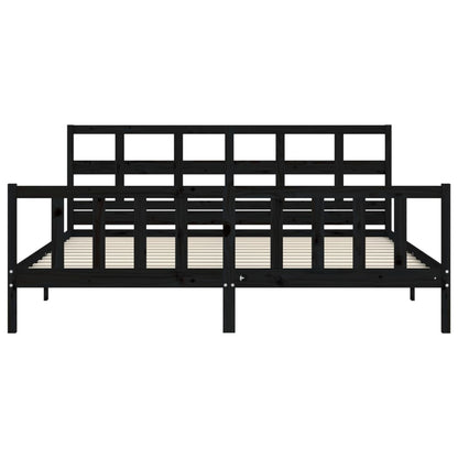 Giroletto con Testiera Nero 200x200 cm in Legno Massello