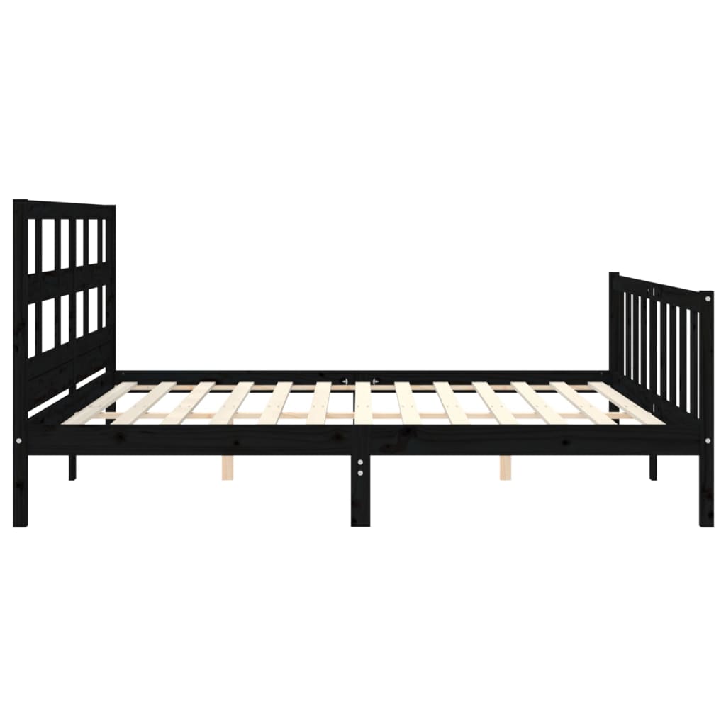 Giroletto con Testiera Nero 200x200 cm in Legno Massello | homemem39