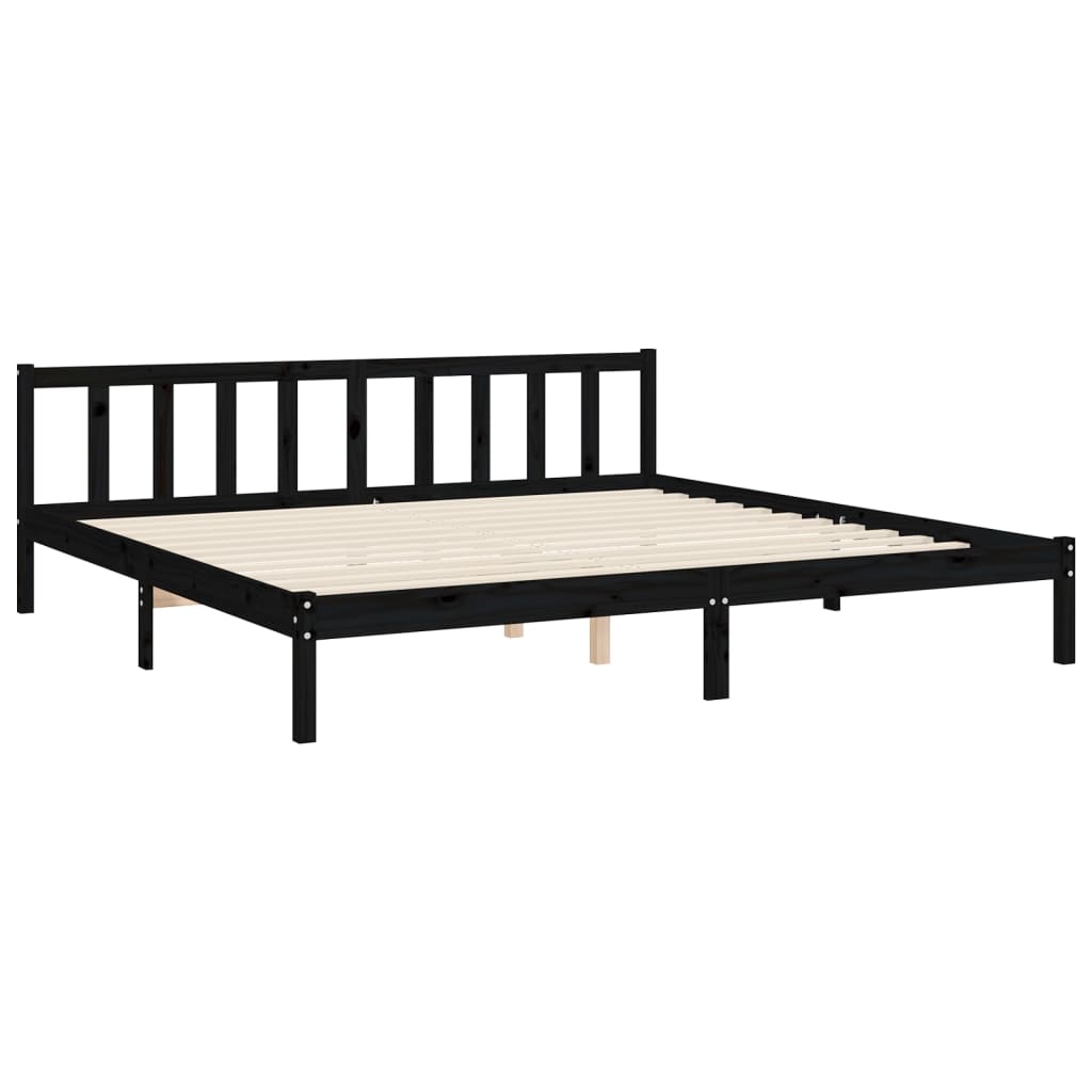 Giroletto con Testiera Nero 200x200 cm in Legno Massello | homemem39