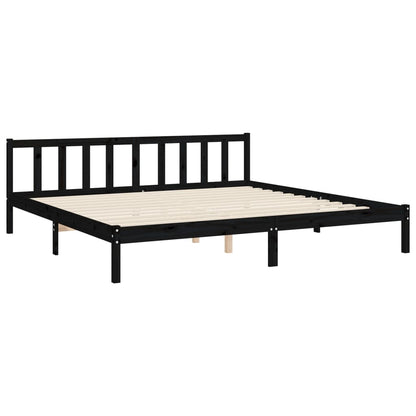Giroletto con Testiera Nero 200x200 cm in Legno Massello | homemem39
