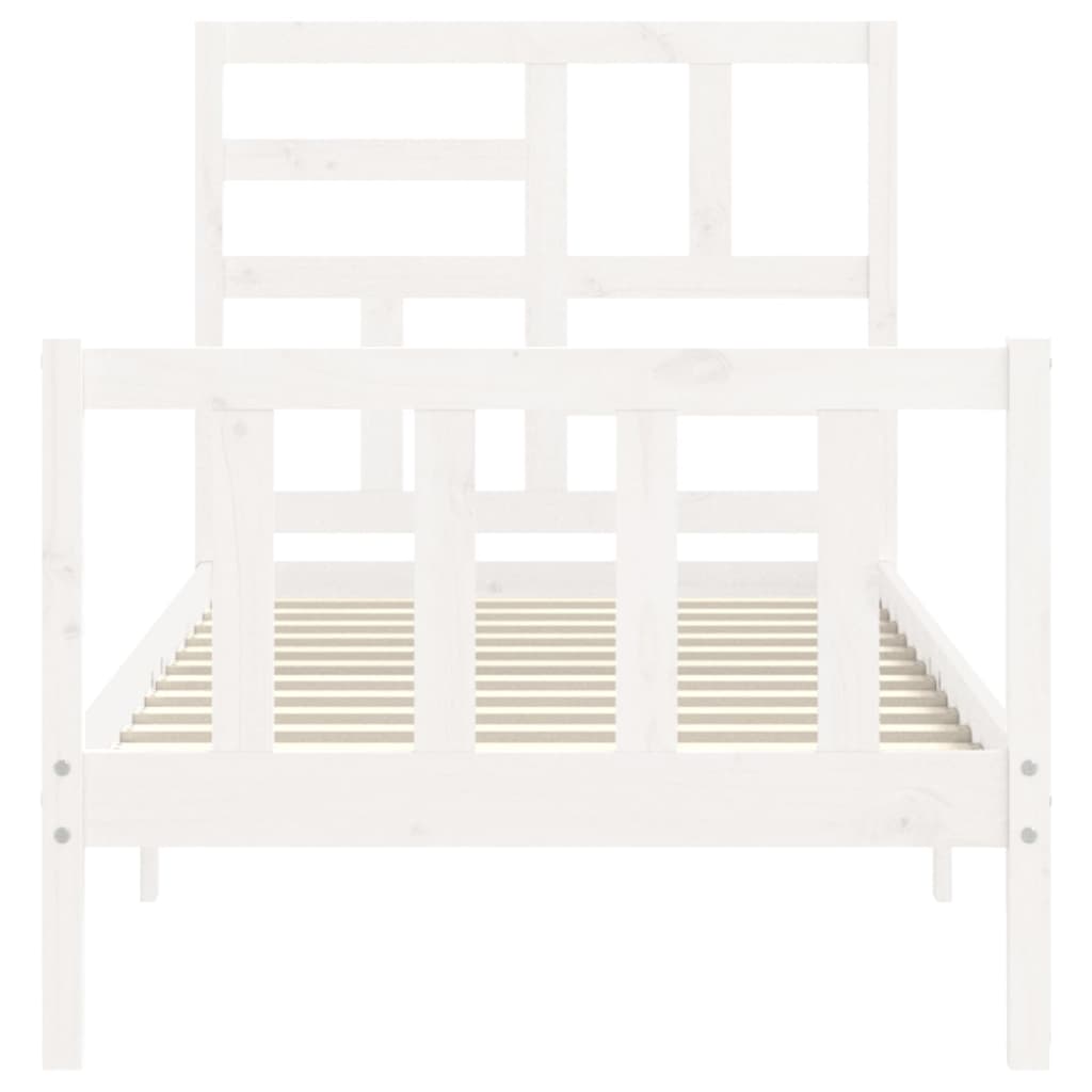 Giroletto con Testiera Bianco Small Single Legno Massello - homemem39
