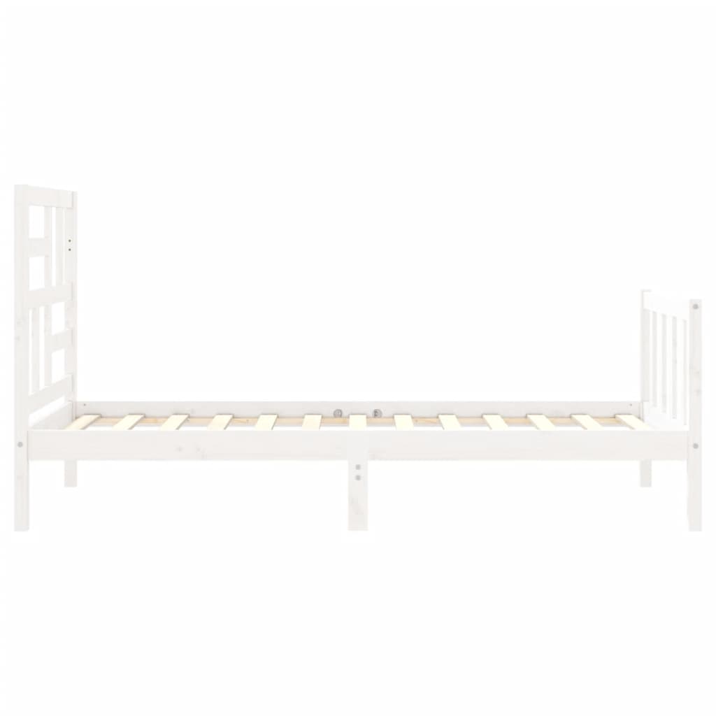 Giroletto con Testiera Bianco Small Single Legno Massello - homemem39