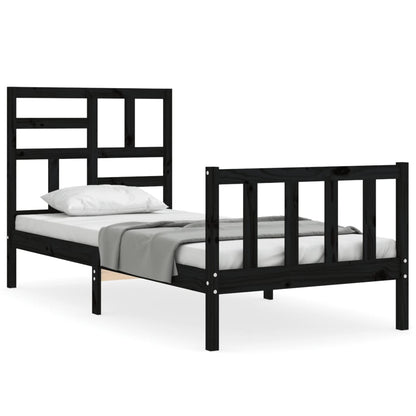Giroletto con Testiera Nero Small Single in Legno Massello | homemem39