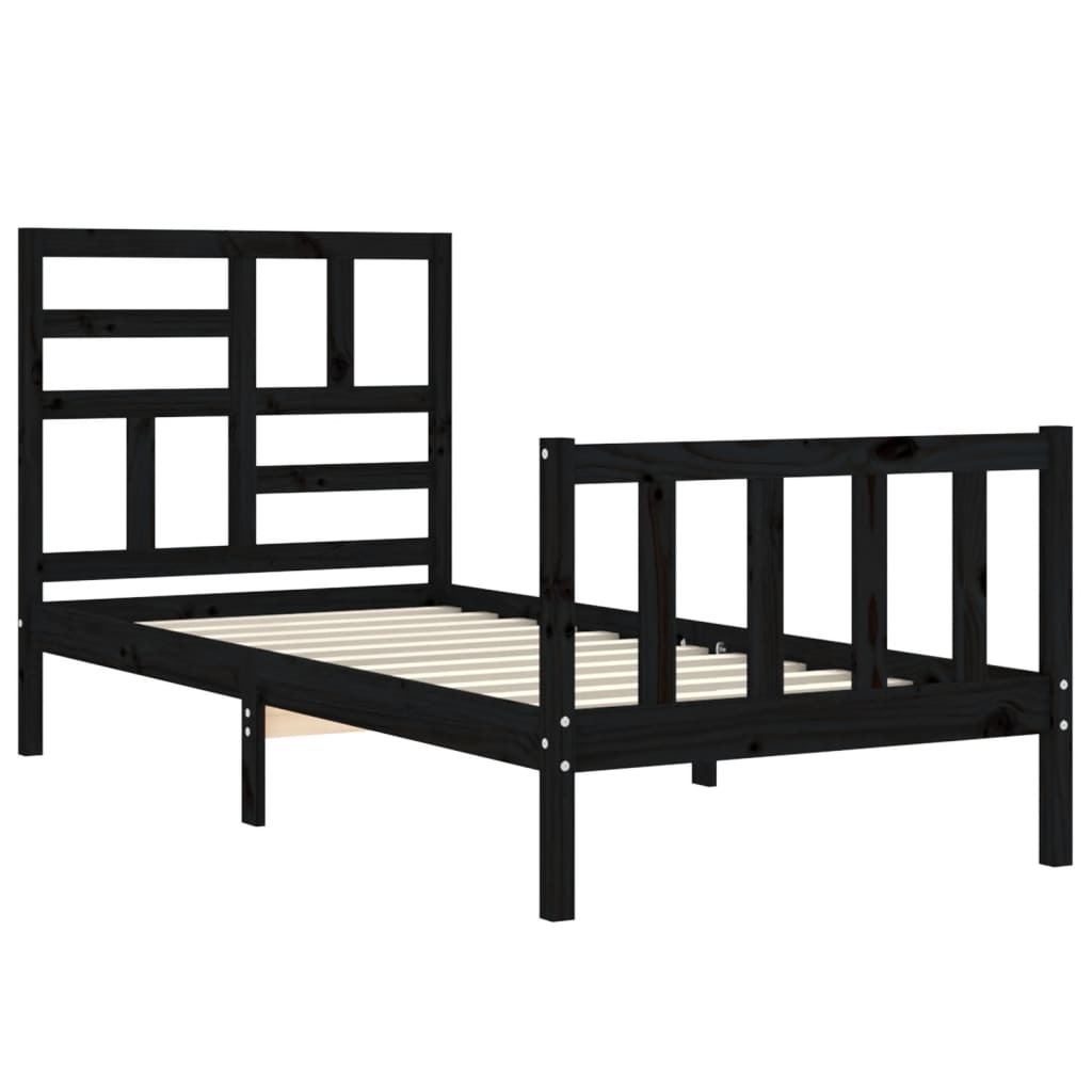 Giroletto con Testiera Nero Small Single in Legno Massello | homemem39