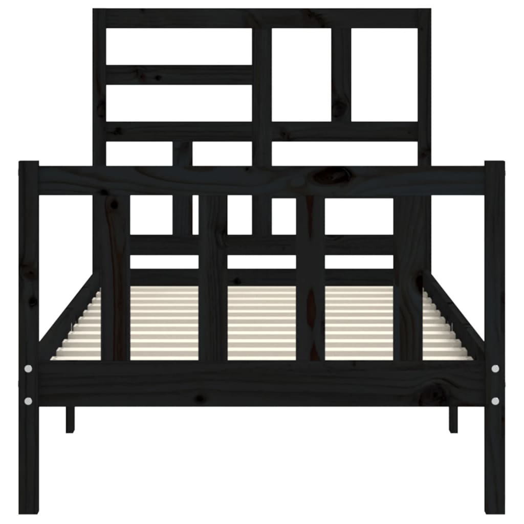 Giroletto con Testiera Nero Small Single in Legno Massello | homemem39