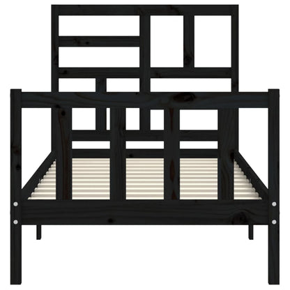 Giroletto con Testiera Nero Small Single in Legno Massello | homemem39