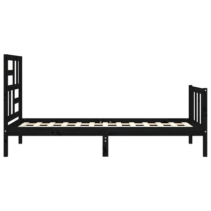 Giroletto con Testiera Nero Small Single in Legno Massello | homemem39