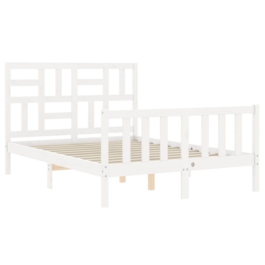 Letto senza Materasso Bianco 140x190 cm Legno Massello di Pino - homemem39