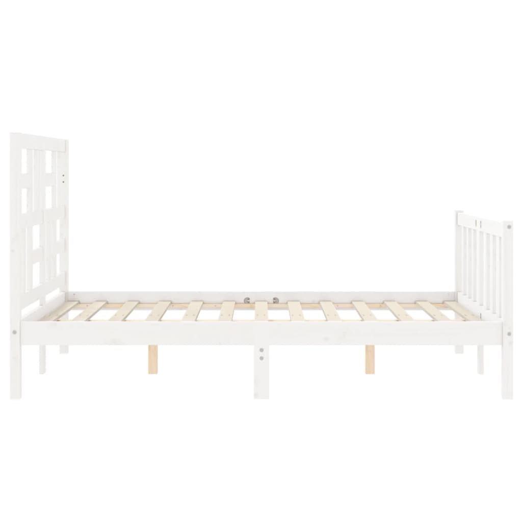 Letto senza Materasso Bianco 140x190 cm Legno Massello di Pino - homemem39