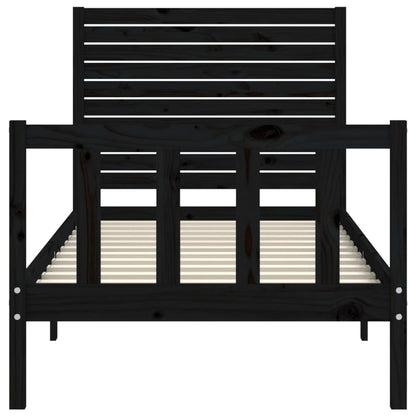 Giroletto con Testiera Nero Small Single in Legno Massello