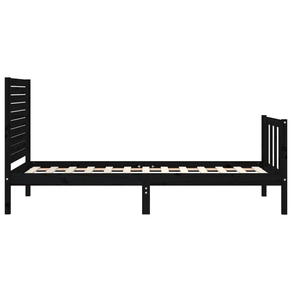 Giroletto con Testiera Nero Small Single in Legno Massello