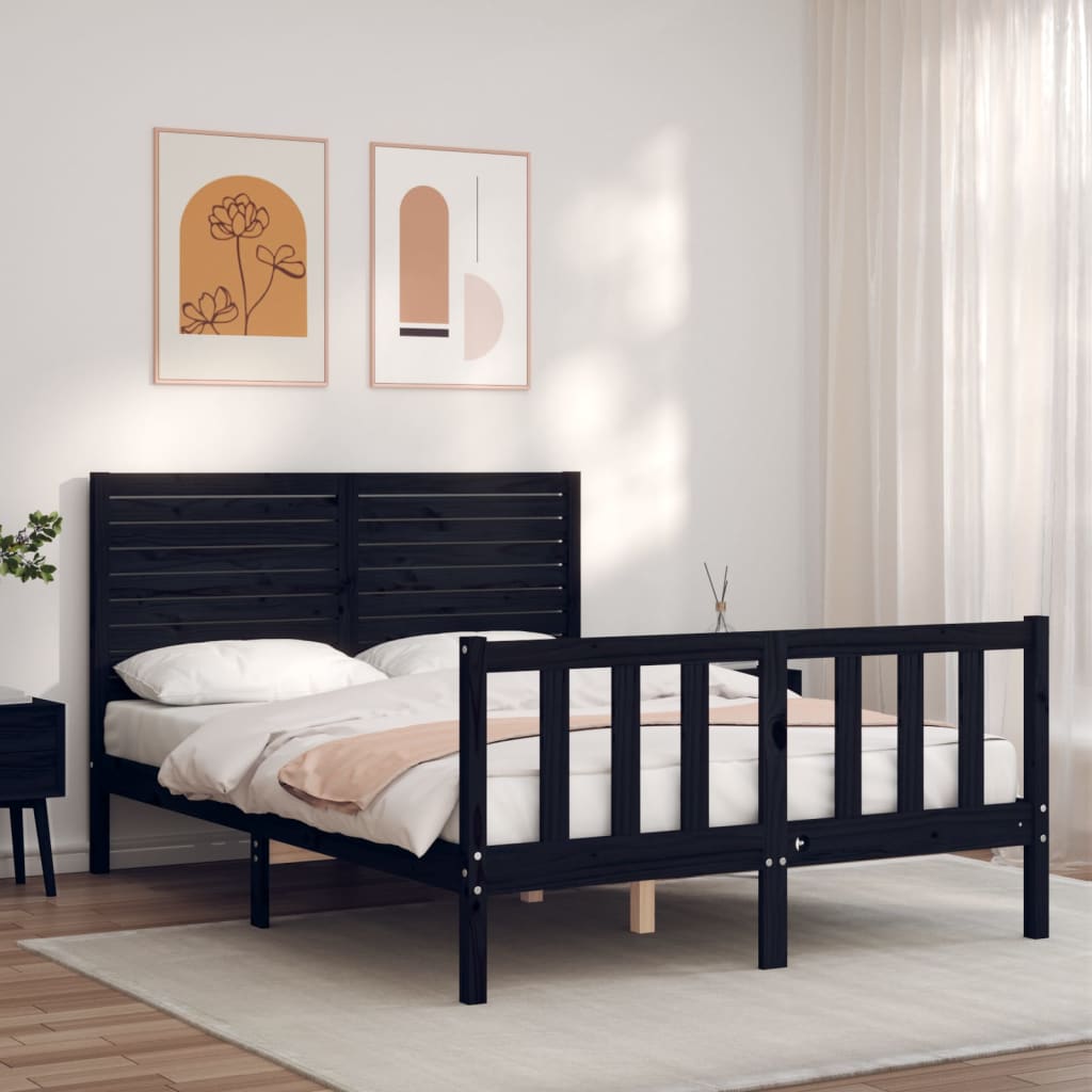 Giroletto con Testiera Nero Double in Legno Massello | homemem39