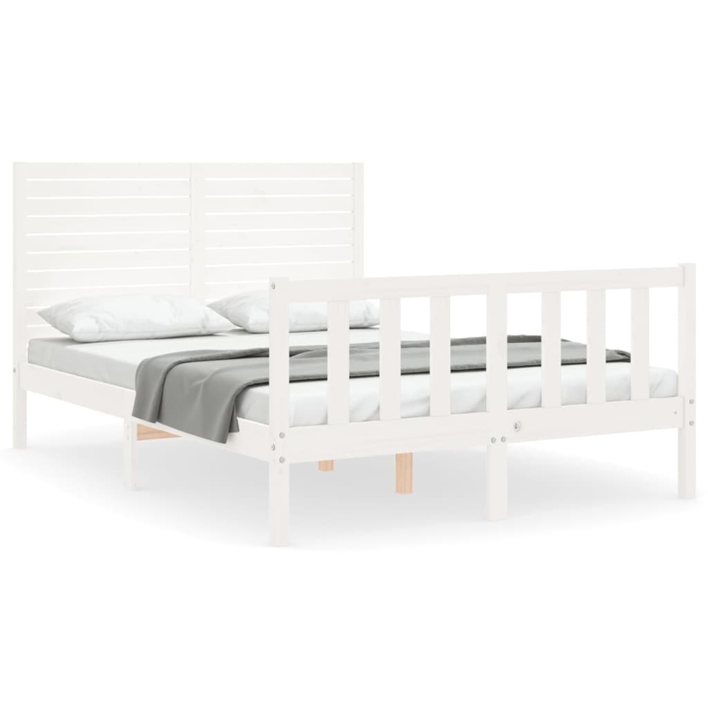 Letto senza Materasso Bianco 140x190 cm Legno Massello di Pino - homemem39