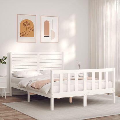 Letto senza Materasso Bianco 140x190 cm Legno Massello di Pino - homemem39