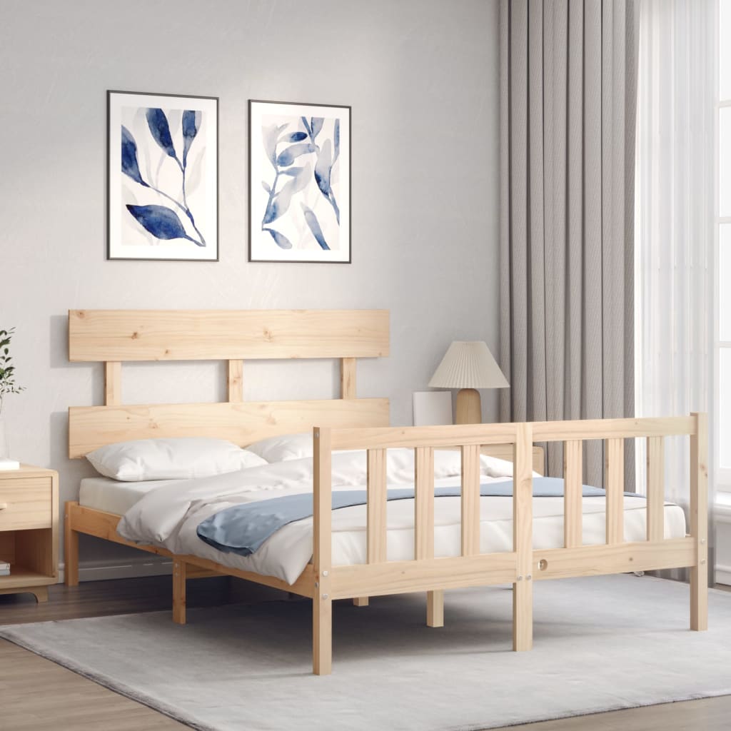 Letto senza Materasso 140x190 cm in Legno Massello di Pino - homemem39