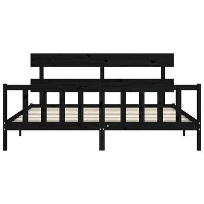 Giroletto con Testiera Nero 200x200 cm in Legno Massello | homemem39