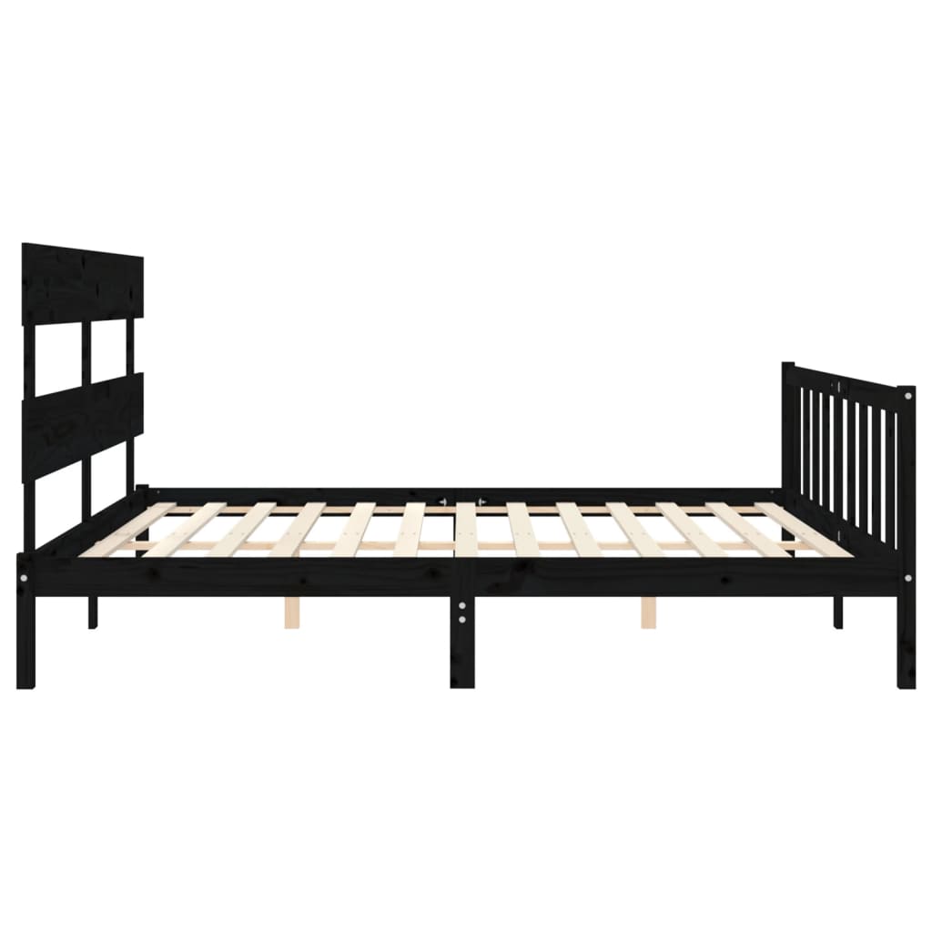 Giroletto con Testiera Nero 200x200 cm in Legno Massello | homemem39