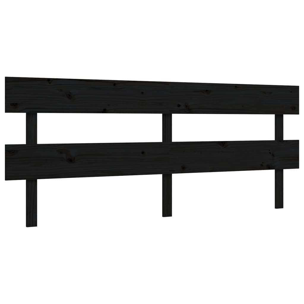 Giroletto con Testiera Nero 200x200 cm in Legno Massello