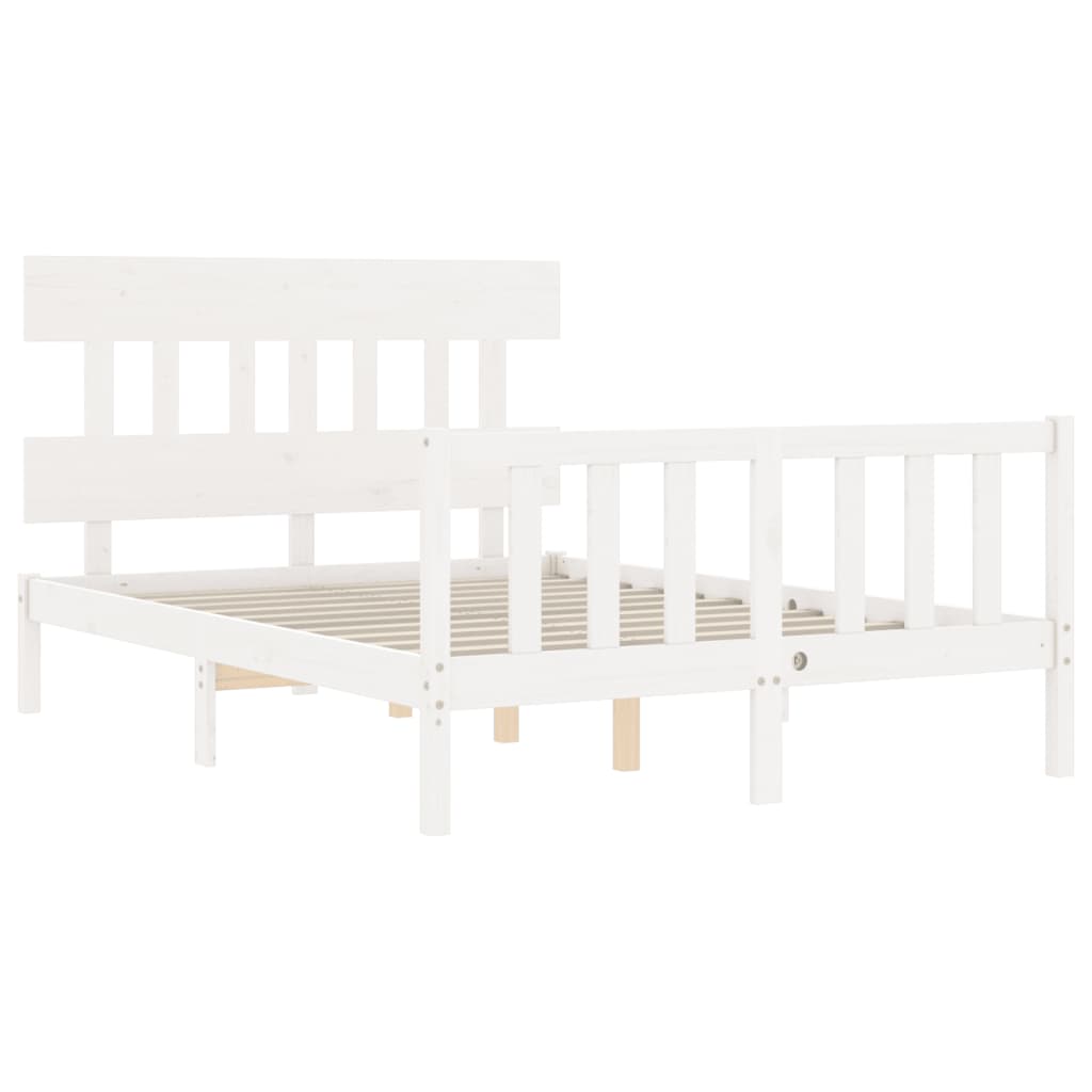Giroletto con Testiera Bianco Small Double Legno Massello - homemem39
