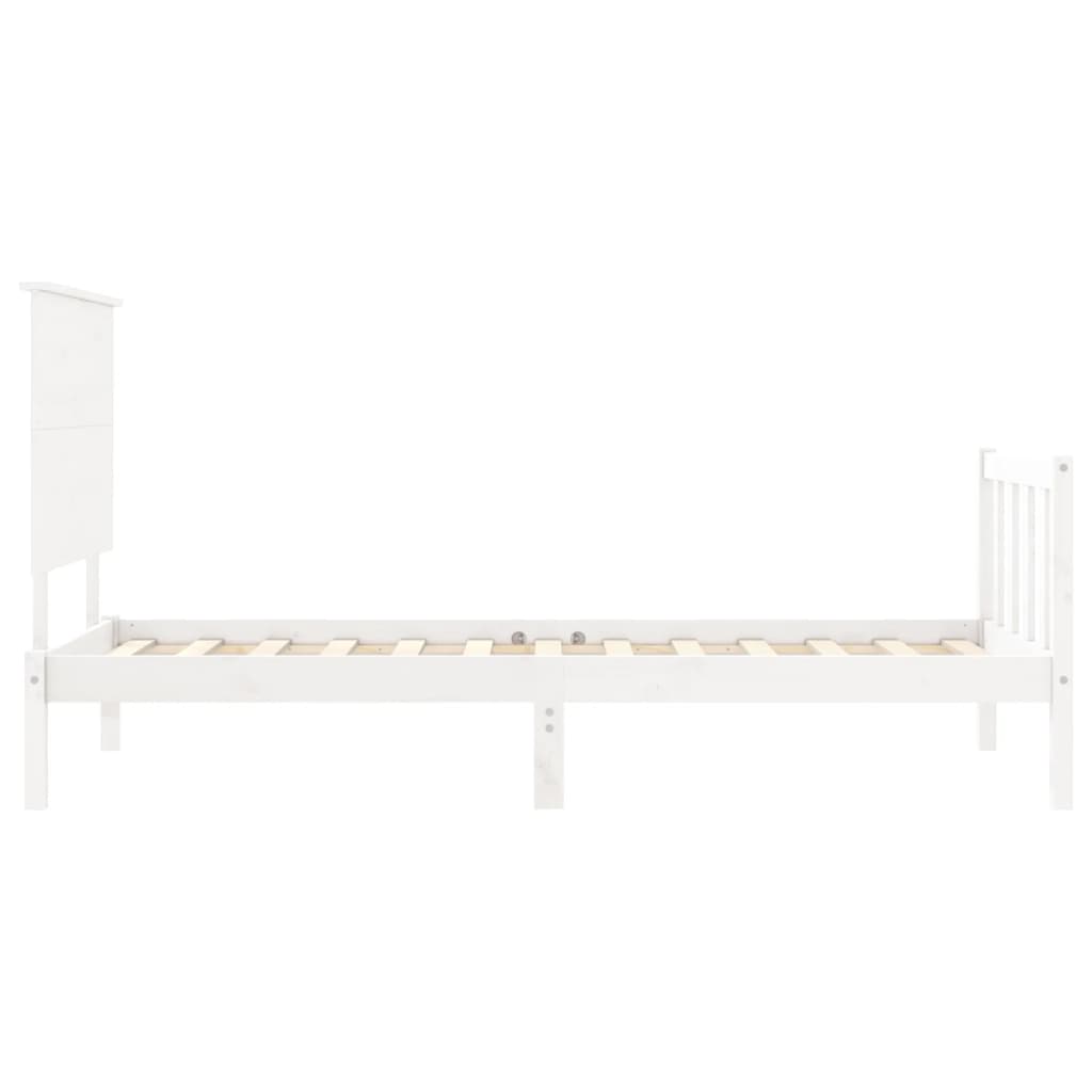 Bedframe with White Small Single Solid Wood Headboard