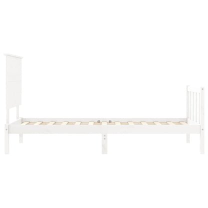 Bedframe with White Small Single Solid Wood Headboard