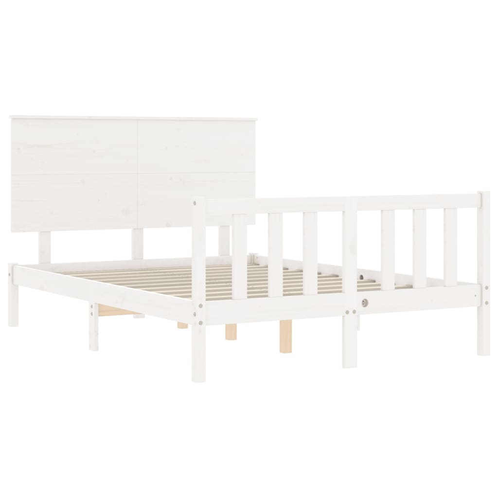 Letto senza Materasso Bianco 140x190 cm Legno Massello di Pino - homemem39