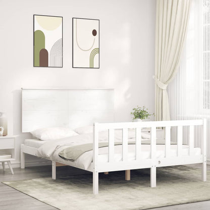 Letto senza Materasso Bianco 140x190 cm Legno Massello di Pino - homemem39