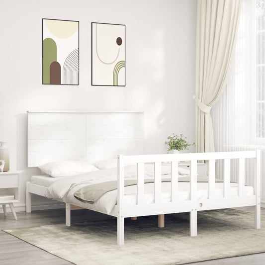 Letto senza Materasso Bianco 140x190 cm Legno Massello di Pino - homemem39