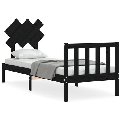 Giroletto con Testiera Nero Small Single in Legno Massello | homemem39