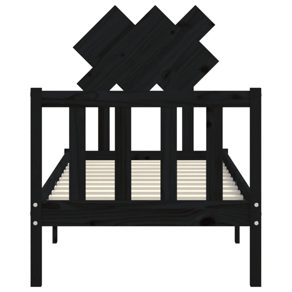 Giroletto con Testiera Nero Small Single in Legno Massello | homemem39