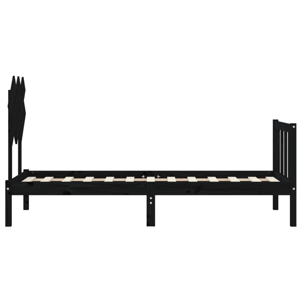 Giroletto con Testiera Nero Small Single in Legno Massello | homemem39