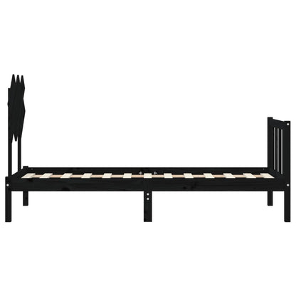 Giroletto con Testiera Nero Small Single in Legno Massello