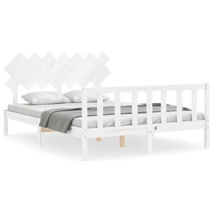 Letto senza Materasso Bianco 140x190 cm Legno Massello di Pino