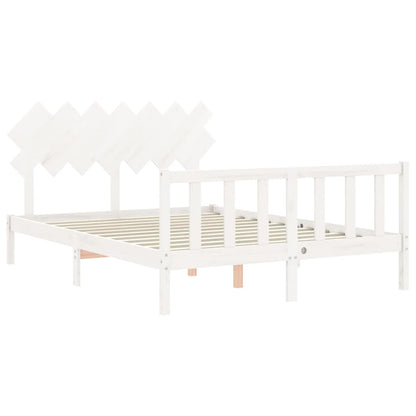 Letto senza Materasso Bianco 140x190 cm Legno Massello di Pino