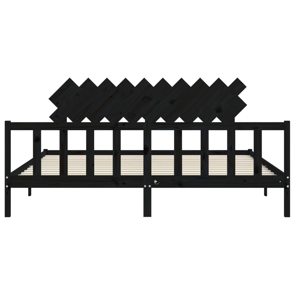 Giroletto con Testiera Nero 200x200 cm in Legno Massello | homemem39