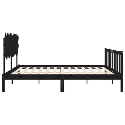 Giroletto con Testiera Nero 200x200 cm in Legno Massello | homemem39